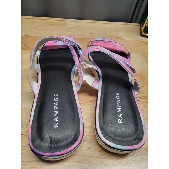 Rampage Ally Strappy Slide Sandals Women's Pink Purple Tie Dye Platform Open Toe - Picture 3 of 6